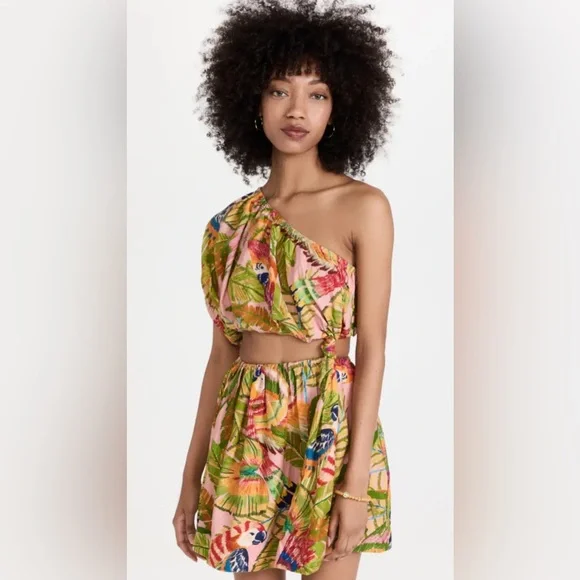 FARM Rio | Dresses | Farm Rio Macaw Leaves Mini Dress Large | Poshmark